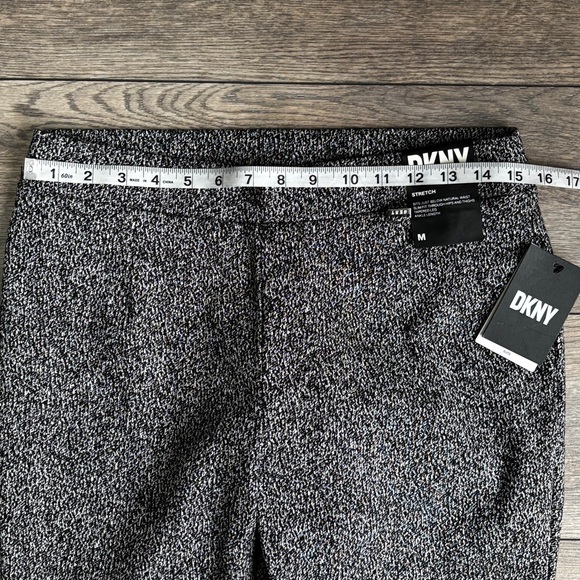 NWT DKNY Stretch Slim Pull On Dress Work Pants Black White Sz Medium - Picture 7 of 10
